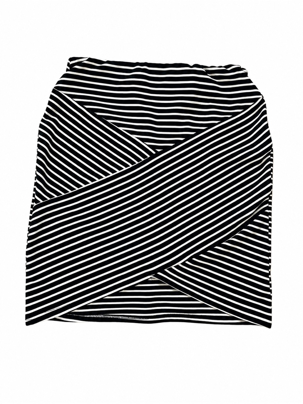 Black & White Striped Wrap Pencil Skirt - Women